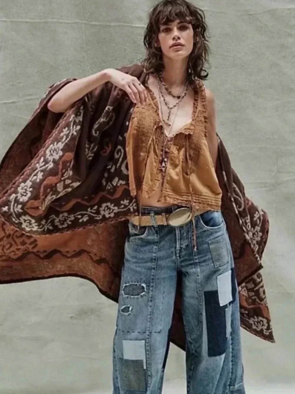 NWT Free People Rown Printed Duster in Brown